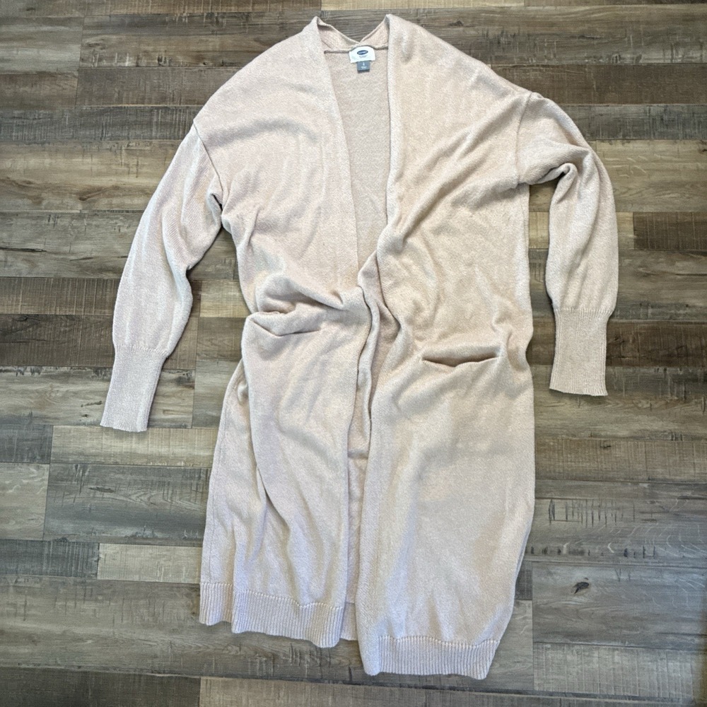 Old Navy Longline Open-Front Cardigan Sweater Sz L Oatmeal
